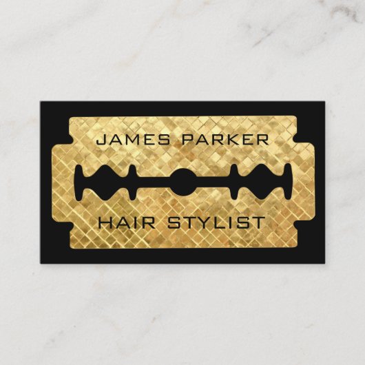 Razor Blade Gold Imitate Barber Hair Stylist Visitenkarte (Vorderseite)