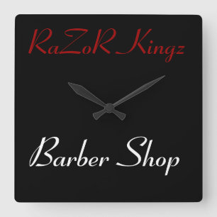 RaZoR Kingz Barber Shop Promotional Quadratische Wanduhr