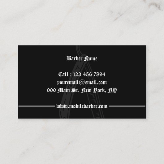 Razor Mobile Barber Shop Retro Visitenkarte (Rückseite)