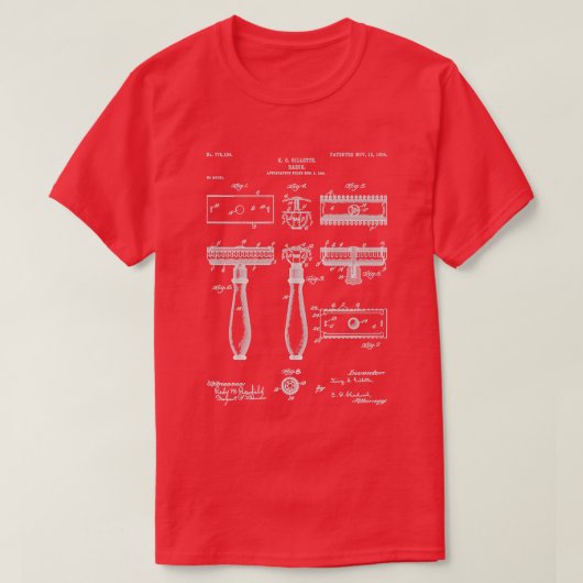 Razor Patent Barber Art Blueprint T-Shirt (Design vorne)