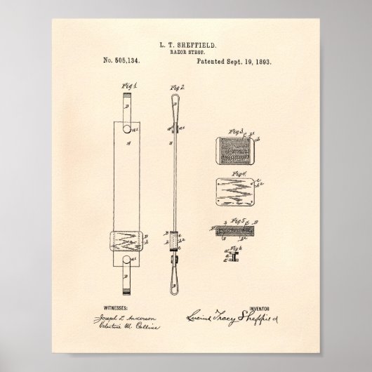 Razor Strop 1893 Patent Art Old Peper Poster (Vorne)