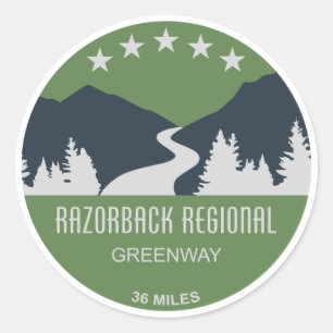 Razorback Regional Greenway Runder Aufkleber