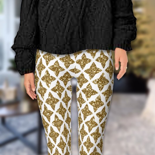 Razzle Dazzle Christmas Glitterie Gold Stars Leggings