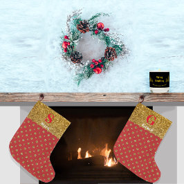 Razzle Dazzle Christmas Glitzer Polka Dots Red Großer Weihnachtsstrumpf