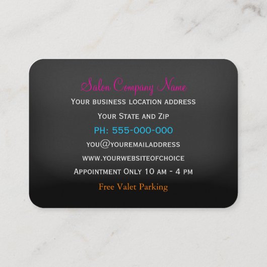 Razzle Dazzle Fun Berufliche Frisur Stylist Visitenkarte (Rückseite)