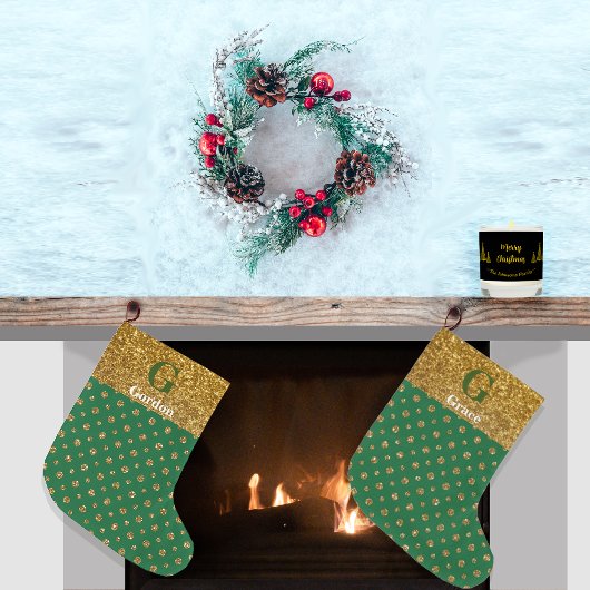 Razzle Dazzle Weihnachts-Glitzer Polka Dots Green Großer Weihnachtsstrumpf