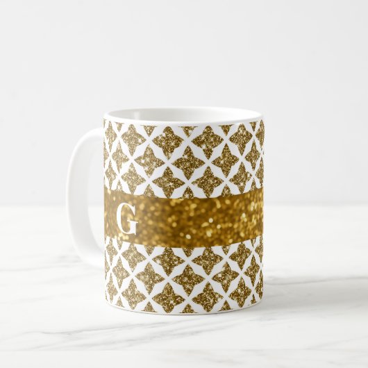 Razzle Dazzle Weihnachtslieder Gold Stars Custom Kaffeetasse (Vorderseite Links)