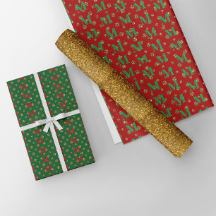 Razzle Dazzle Weihnachtszeit Glitzer Dots Monogram Geschenkpapier Set
