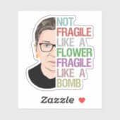 RBG Ruth Bader Ginsburg fragil wie eine Blume Aufkleber (Blatt)