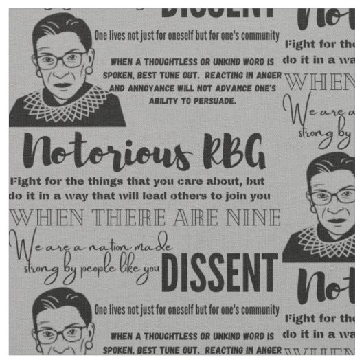 RBG und ihre Zitate Stoff (Nahaufnahme)