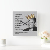 RBG, Zitat lesen, grau Quadratische Wanduhr (Zuhause)