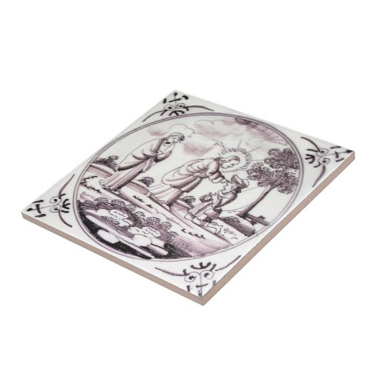 RBT06 Delft Biblical Manganese Red Keramik Tile Fliese (Seite)