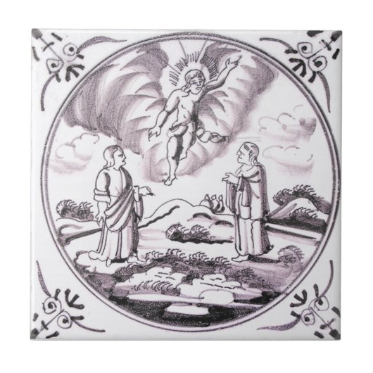 RBT14 Delft Biblical Blue oder Deep Red Keramik Ti Fliese (Vorderseite)