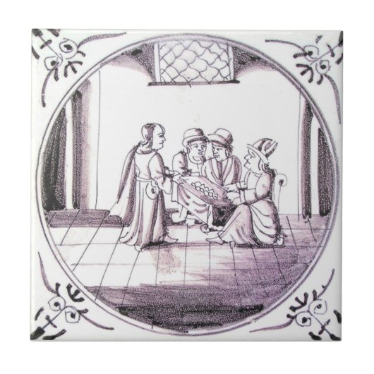 RBT15 Delft biblisches Mangan-rote Keramik-Fliese Fliese (Vorderseite)