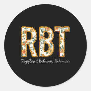 Rbt Registrierter Verhaltenstechniker Fall Floral  Runder Aufkleber
