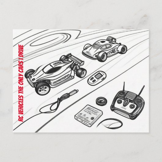Rc-Autos mit Transmitter und andere RC-Werkzeuge Postkarte (Vorderseite)