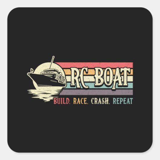 RC Boat Build Race Crash Repetiermodell RC Boats Quadratischer Aufkleber (Vorderseite)