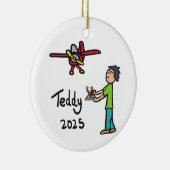 RC Flugzeug - Teddy Keramik Ornament (Rechts)