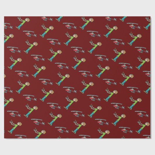 RC Modell Hubschrauber Flug Geschenkpapier (Flach)