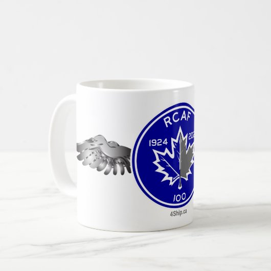 RCAF 100 Vintag-Graue Logo-Tasse Kaffeetasse (Vorderseite Links)