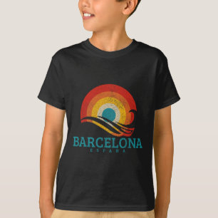 Rcelona Espana Spanien Vintage-Welle Surfer Surfen T-Shirt