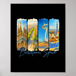 Rcelona Spanien Reisende Reise Pinselstrich Souven Poster