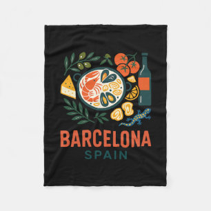Rcelona Spanien Souvenir Paella Spanisches Essen U Fleecedecke