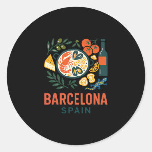 Rcelona Spanien Souvenir Paella Spanisches Essen U Runder Aufkleber