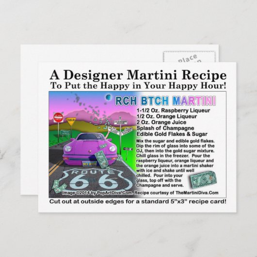 RCH BTCH Martini Rezept Postkarte (Vorne/Hinten)