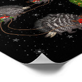 Rcune Santa Sleigh Flying Funny Magical Christmas Poster (Ecke)