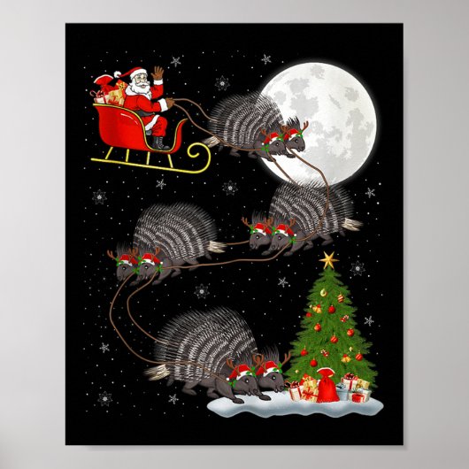 Rcune Santa Sleigh Flying Funny Magical Christmas Poster (Vorne)