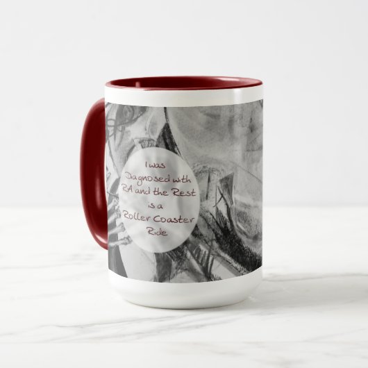 RD Patient Voice Gedicht größere farbige Tasse (Vorderseite Links)