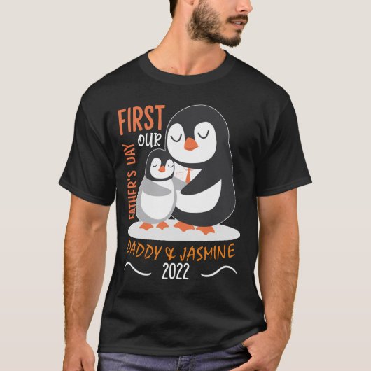 RD Personalisierte Pinguine Vater und Tochter T-Shirt (Vorderseite)