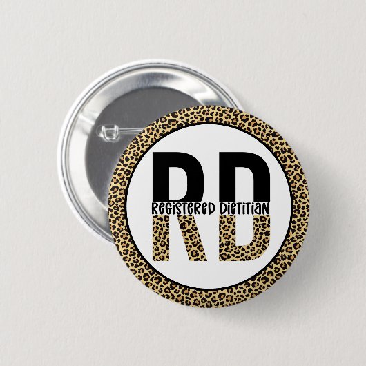 RD Registriert Dietitian Cheetah Print RD Geschenk Button (Vorne & Hinten)