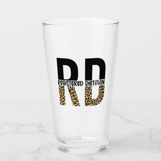 RD Registriert Dietitian Cheetah Print RD Geschenk Glas (Vorderseite)