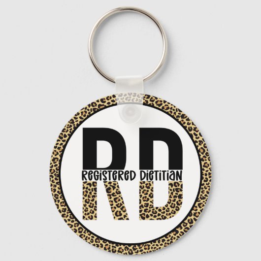RD Registriert Dietitian Cheetah Print RD Geschenk Schlüsselanhänger (Vorderseite)