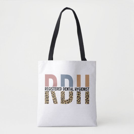 RDH Registered Dental Hygienic Leopard Typografy Tasche (Vorderseite)