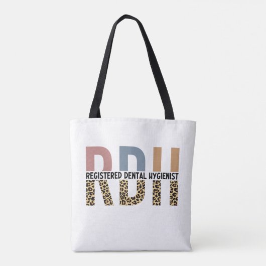 RDH Registered Dental Hygienic Leopard Typografy Tasche (Rückseite)
