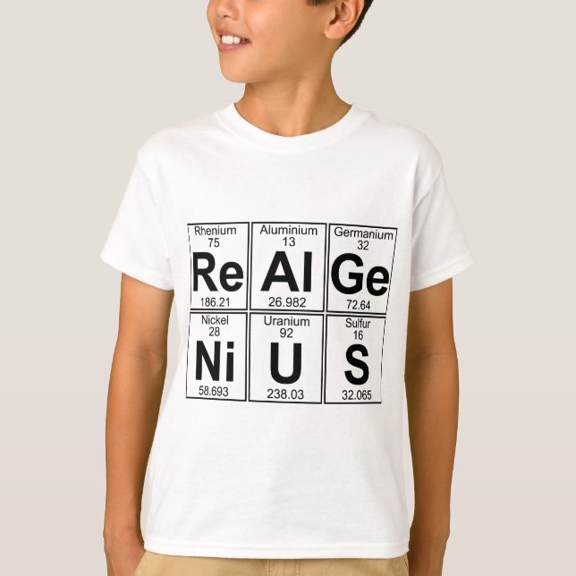 Re--Al-GE-Ni-U-s (wirkliches Genie) - voll T-Shirt (Vorderseite)