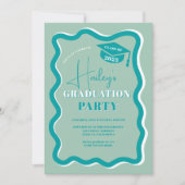 Re-aquamarine Kurve quiggle-wavy-Abschluss Einladung (Vorderseite)