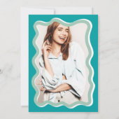 Re-aquamarine Kurve quiggle-wavy-Abschluss Einladung (Rückseite)