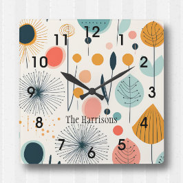 Re-botanische Wand-Uhr des MCM Quadratische Wanduhr