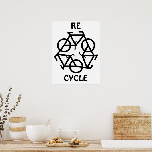 RE CYCLE Recycle Bicycle Symbol Poster (Küche)