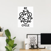 RE CYCLE Recycle Bicycle Symbol Poster (Heimbüro)