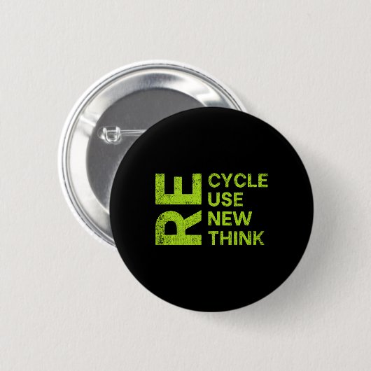 Re Cycle Use New Think Earthday Save The Enviormen Button (Vorne & Hinten)