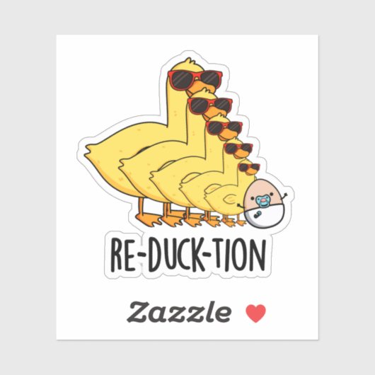 Re-duck-tion Funny Animal Duck Pun Aufkleber (Blatt)