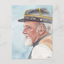 Re-enactor Wasserfarbe Postkarte