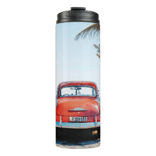 Re Käfer neben Kokospalmen Thermosbecher