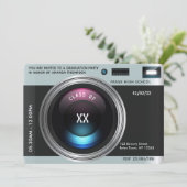 Re-Kamera-Graduierungspartei Einladung (Stehend Vorderseite)