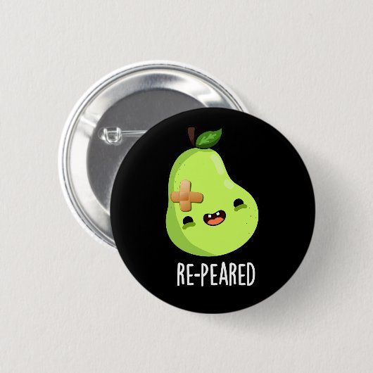 Re-peared Funny Fruit Birne Pun Dark BG Button (Vorne & Hinten)